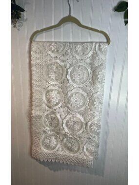 Floral Lace Tablecloth Rectangular 54"X72" White Decorative Embroidered